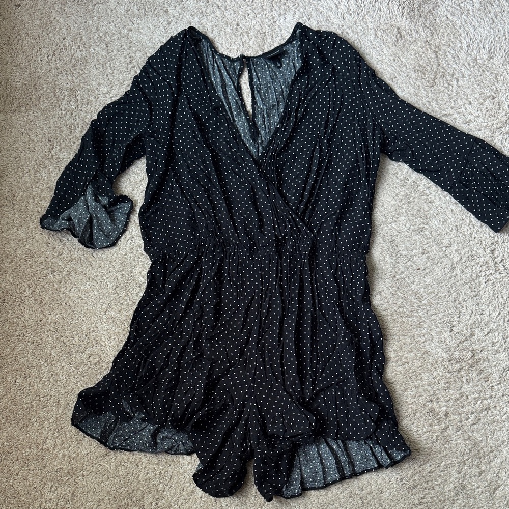 Who What Wear Black and White Polka Dot Romper